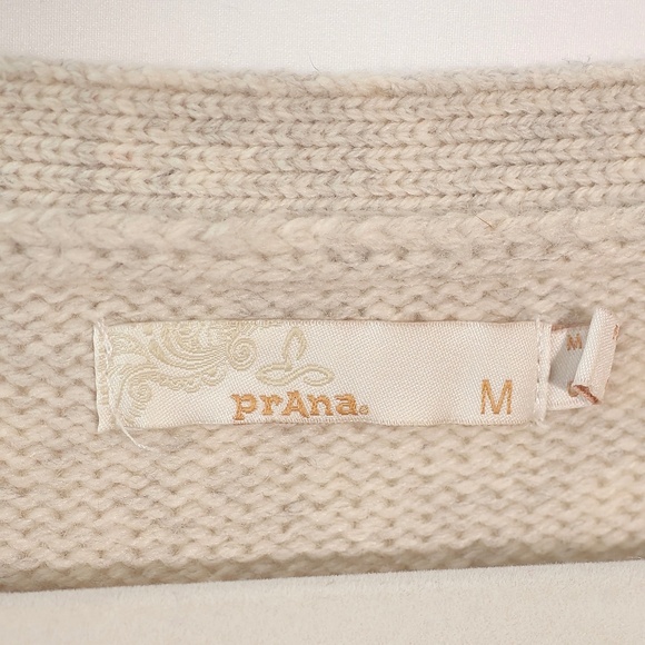 Prana Wool Blend Boatneck Sweater Button Shoulder Oatmeal Phono SIZE M - Picture 10 of 13